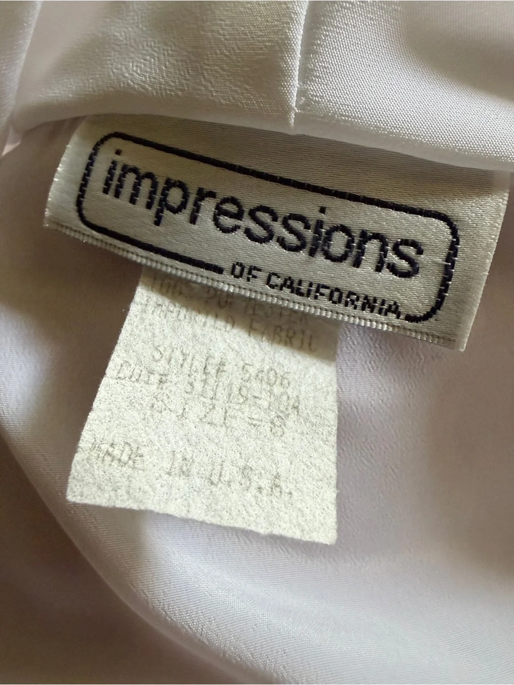 Impressions Of California White Long Sleeve Blouse Size 8 - Picture 4 of 5